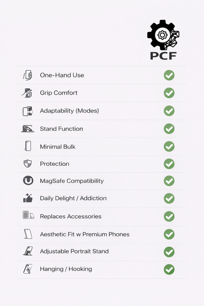 PCF – Retractable Finger Loop & Kickstand Case for iPhones