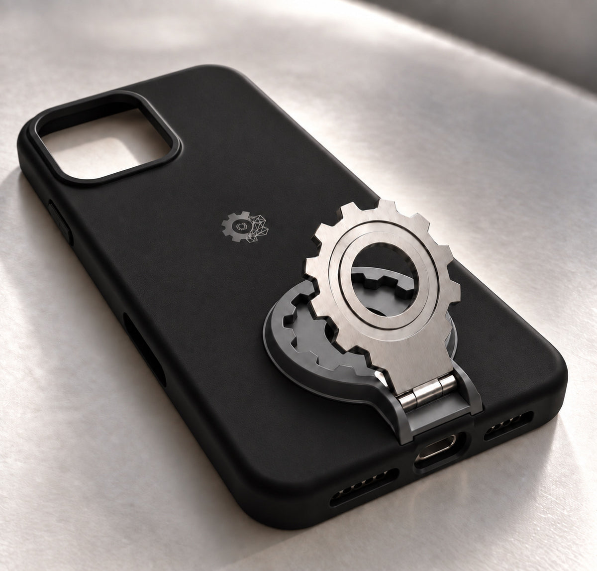 iPhone 16 pro max PCF Integrated case in black. Model render; final details may vary.